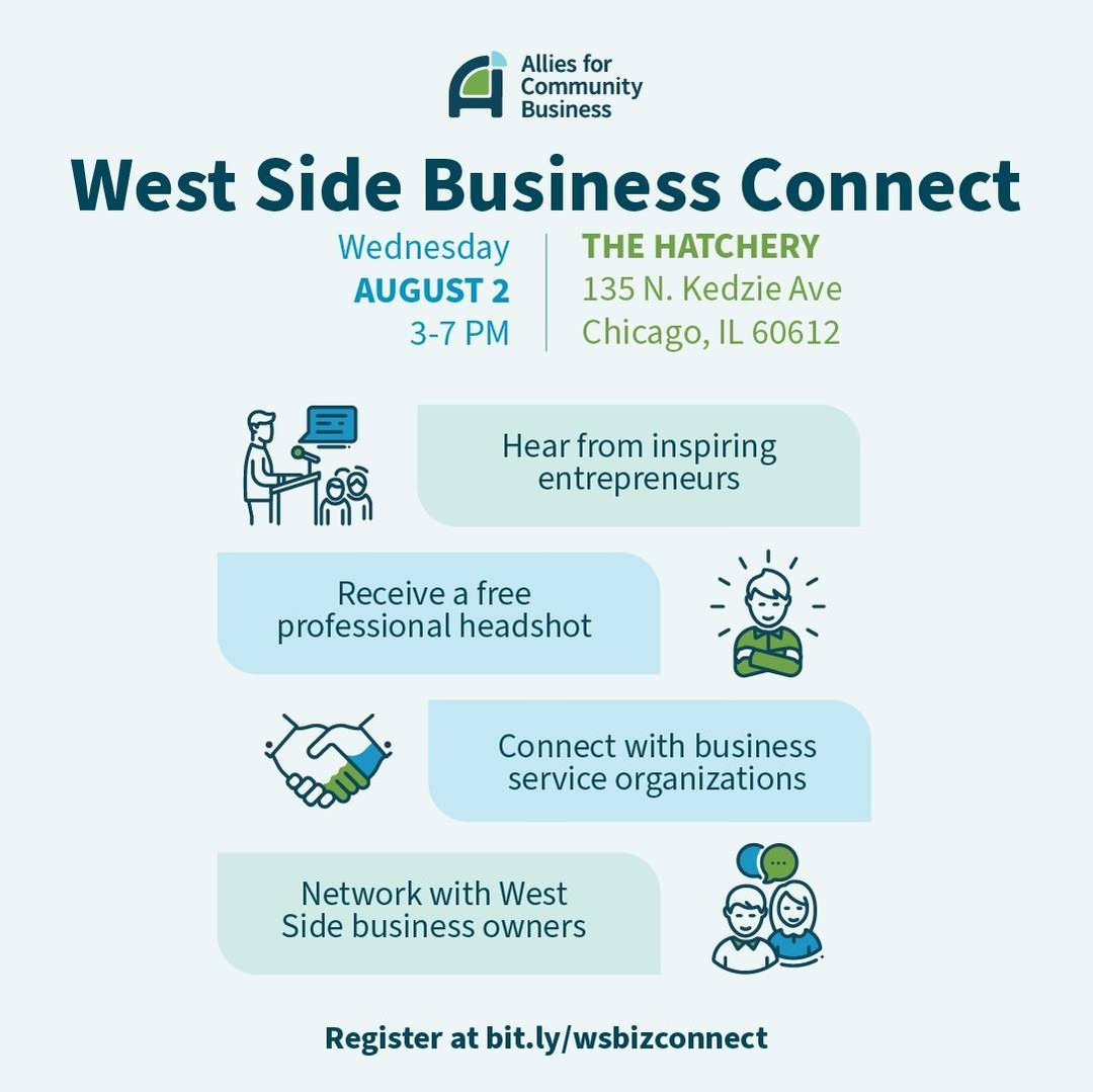 Will we see you at <a href="/Allies4CB/">Allies for Community Business</a>’s West Side Business Connect event on August 2nd? Join us and many other business service organizations at The Hatchery for an afternoon of networking, resource sharing, and community building. Learn more and register: bit.ly/3pGbwXk