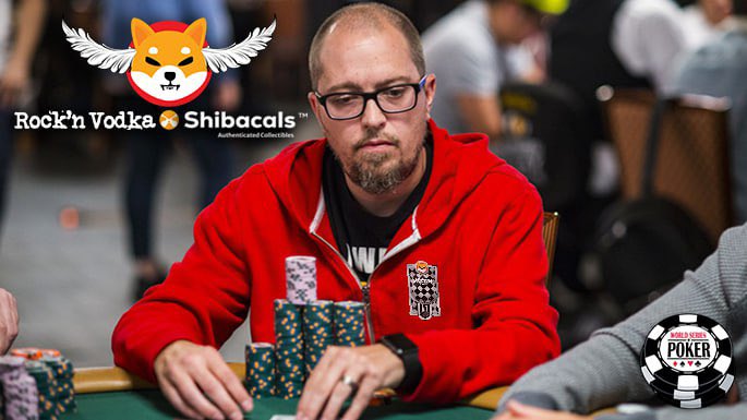 Steve Parrott is proudly wearing a 1-of-2 Shiba Inu x ROCK'N Vodka apparel collectible utilizing the new Shibacals.com NFC technology on a Champion hoodie. @sparrpoker99 is now in the top 7% of the 10,000 entrants, with only 1517 players remaining in the World Series of