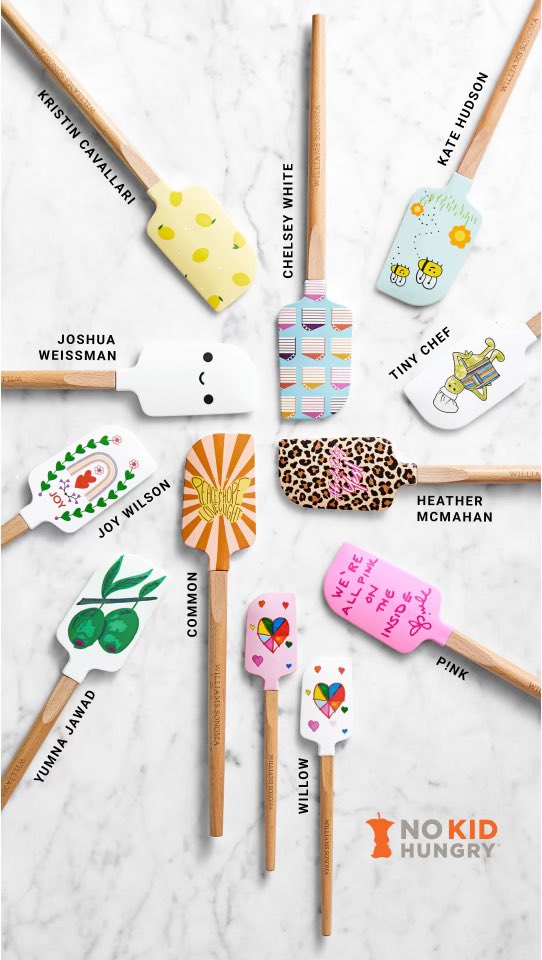 P!nk on X: Check out the new, limited-edition spatulas Willow and I  designed for @nokidhungry x @WilliamsSonoma! 🧡 Help end childhood hunger  in America by purchasing one at  Each spatula  purchased