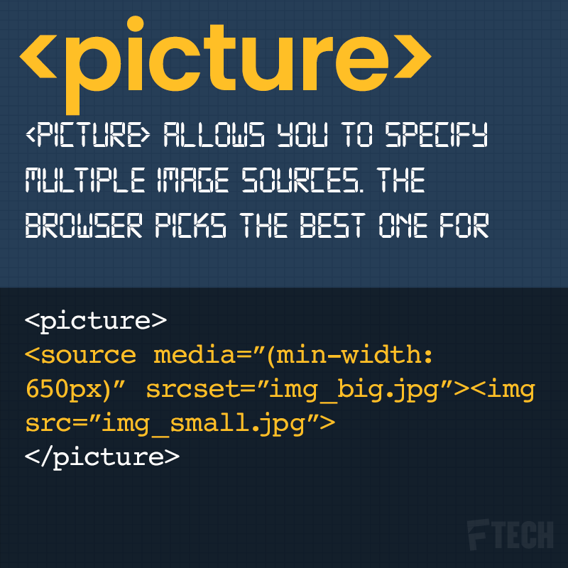 mlassoff's tweet image. 💡#LittleKnownHTMLTags 2/10: &lt;picture&gt; allows you to specify multiple image sources. The browser picks the best one for responsive design! #WebDesignTips