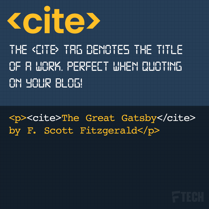 mlassoff's tweet image. 📚#LittleKnownHTMLTags 3/10: The &lt;cite&gt; tag denotes the title of a work. Perfect when quoting on your blog! #HTMLGems