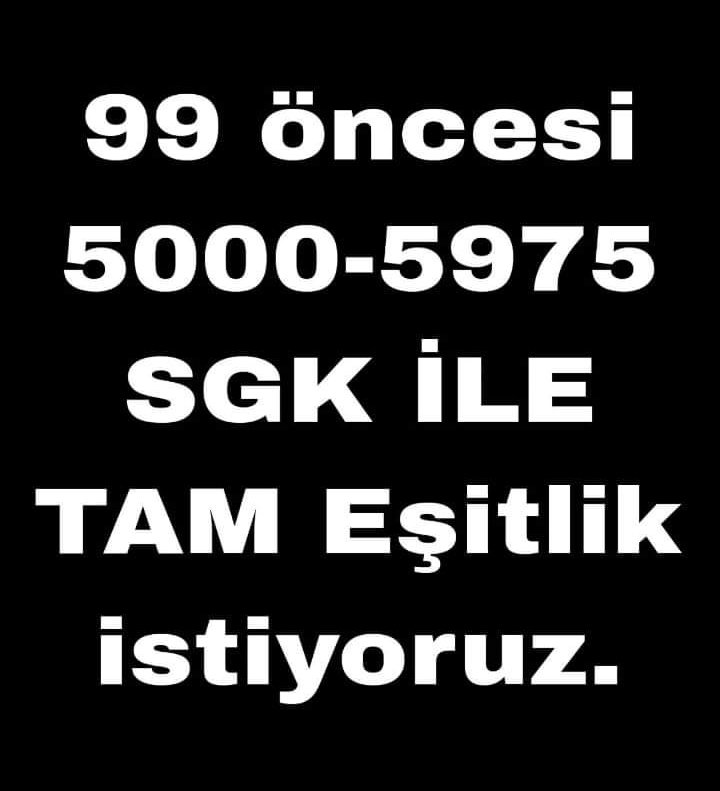 Verilen sözler hala yapılmadı. 
#BagkuraSskEsitliği
@RTErdogan @isikhanvedat 
@profdrorhanates @vedatbilgn 
@ErbakanFatih @rprefahpartisi  @Akparti 
@dbdevletbahceli @MHP_Bilgi 
@TBMMresmi