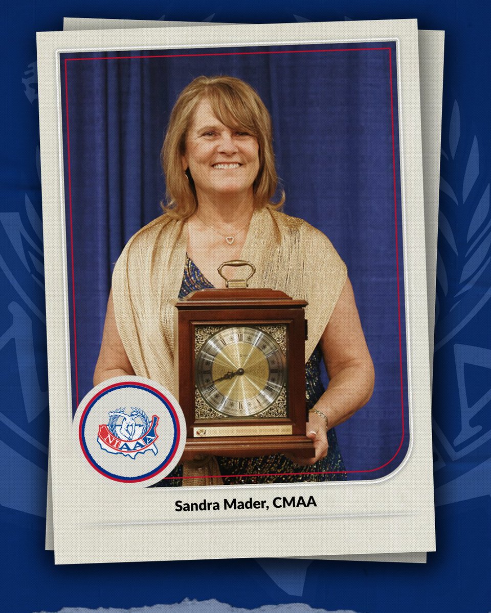 NIAAA9100's tweet photo. Welcome back to #AwardWinnerMonday 🏆

Our 2022 Frank Kovaleski Professional Development Award was given to Sandra Mader, CMAA from Texas! 🎉 Congratulations, Sandra and thank you for your dedication to education-based athletics. https://t.co/QKa9A1Bg8Y