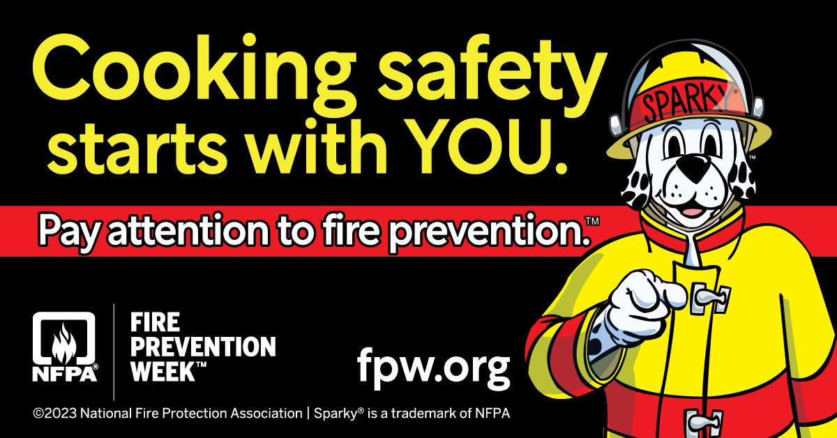 Drumroll, please... we present you with the 2023 Fire Prevention Week™ theme: Cooking safety starts with YOU. Pay attention to fire prevention.™ Please visit fpw.org to plan and implement this year's theme in your community. #firepreventionweek23