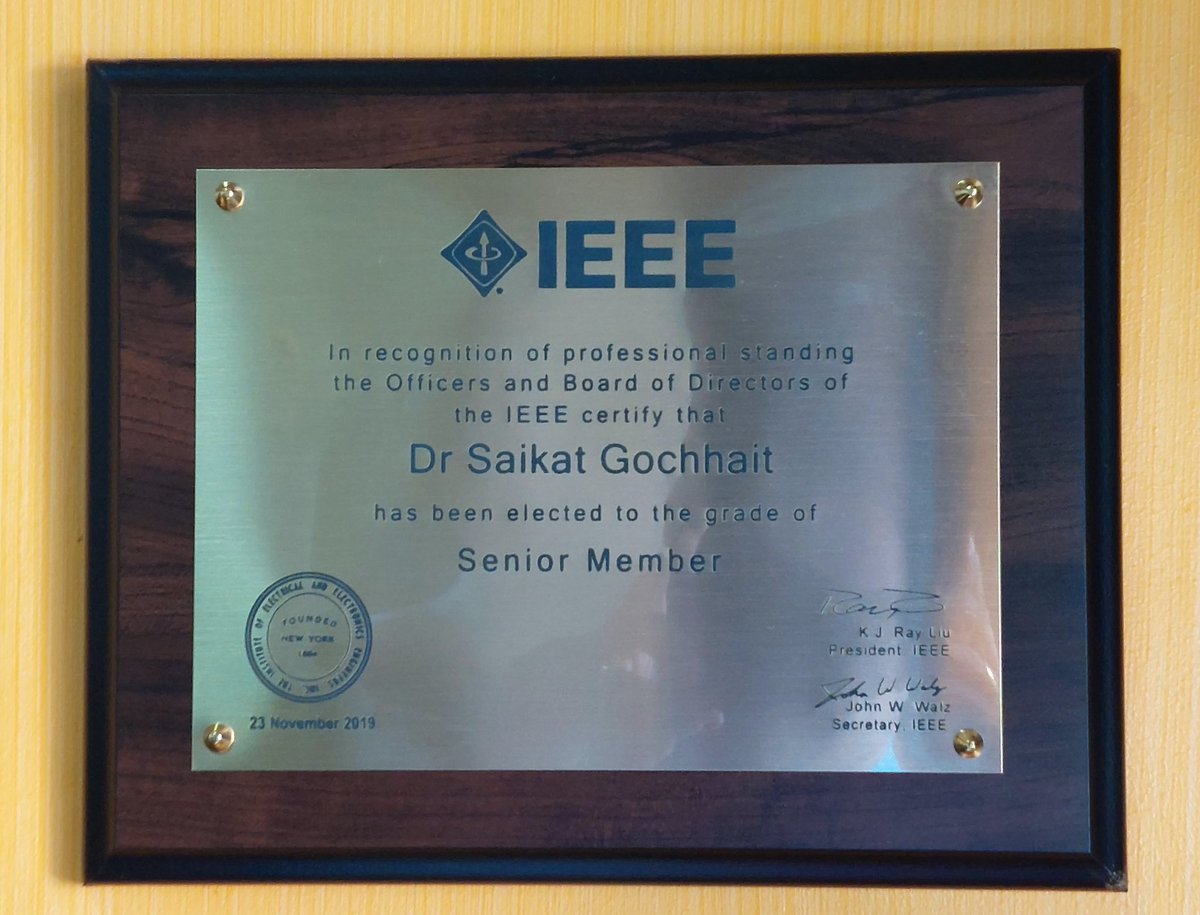 SaikatGochhait's tweet photo. I'm overjoyed to announce that I have just completed a remarkable journey of four years as an esteemed Senior Member of IEEE. It fills my heart with gratitude and appreciation for the opportunities and experiences this membership has brought into my life.
#ieee #seniormember https://t.co/UrMZhKfbBG