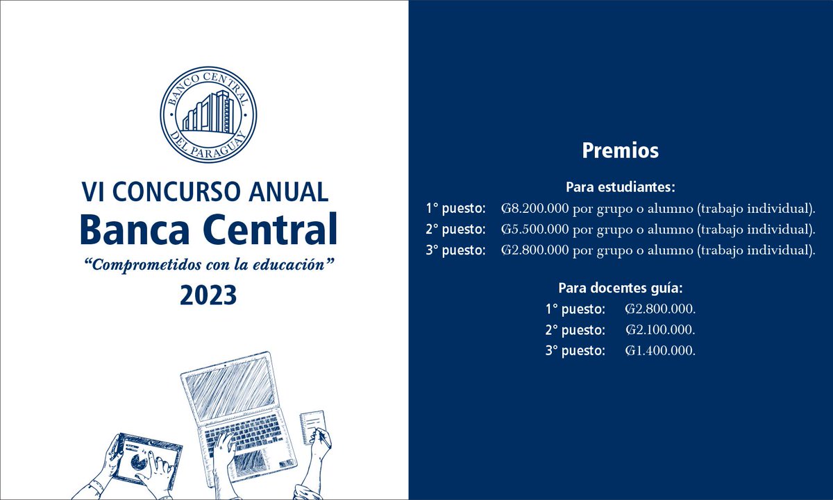 BCP_PY's tweet photo. ¡Te contamos más detalles sobre el #ConcursoBancaCentral!
¿Seguís con preguntas? Ingresá a nuestro sitio web e informate sobre todos los detalles: https://t.co/0GlUop2UPY https://t.co/tFf5vINW8b