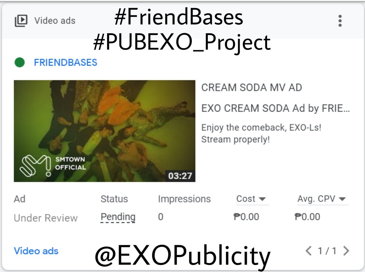 EXOPublicity's tweet photo. DONE SENDING YOUTUBE ADS🔥

ADs will run from 11-17 July through multiple countries of world. Note that we are not SM. Only companies can send Million Dollars Ads to boost millions views in short time. We are trying our best from our side. Do ur best from ur side #PUBEXO_Project https://t.co/lKCbV9Wud3