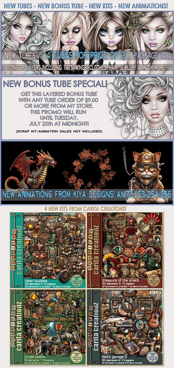 Chronic2's tweet image. Hi Taggers...4 new tubes for the price of 3 and new BONUS tube!  Pack 142 is now available in the store.  Get them all here: barbarajensentubes.com