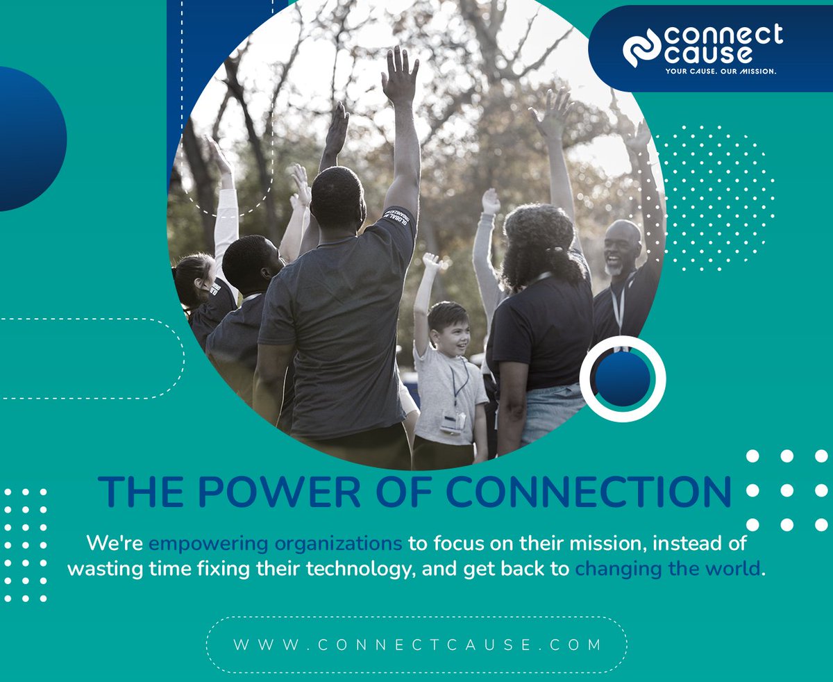 ConnectCause1's tweet image. Your responsibility as a nonprofit is to make the world a better place by connecting hearts, pockets and people to a cause that’s making change for the better, and we exist to make that connection seamless.

#ConnectCause #NonprofitTech  #TechForNonprofits #ThePowerOfConnection