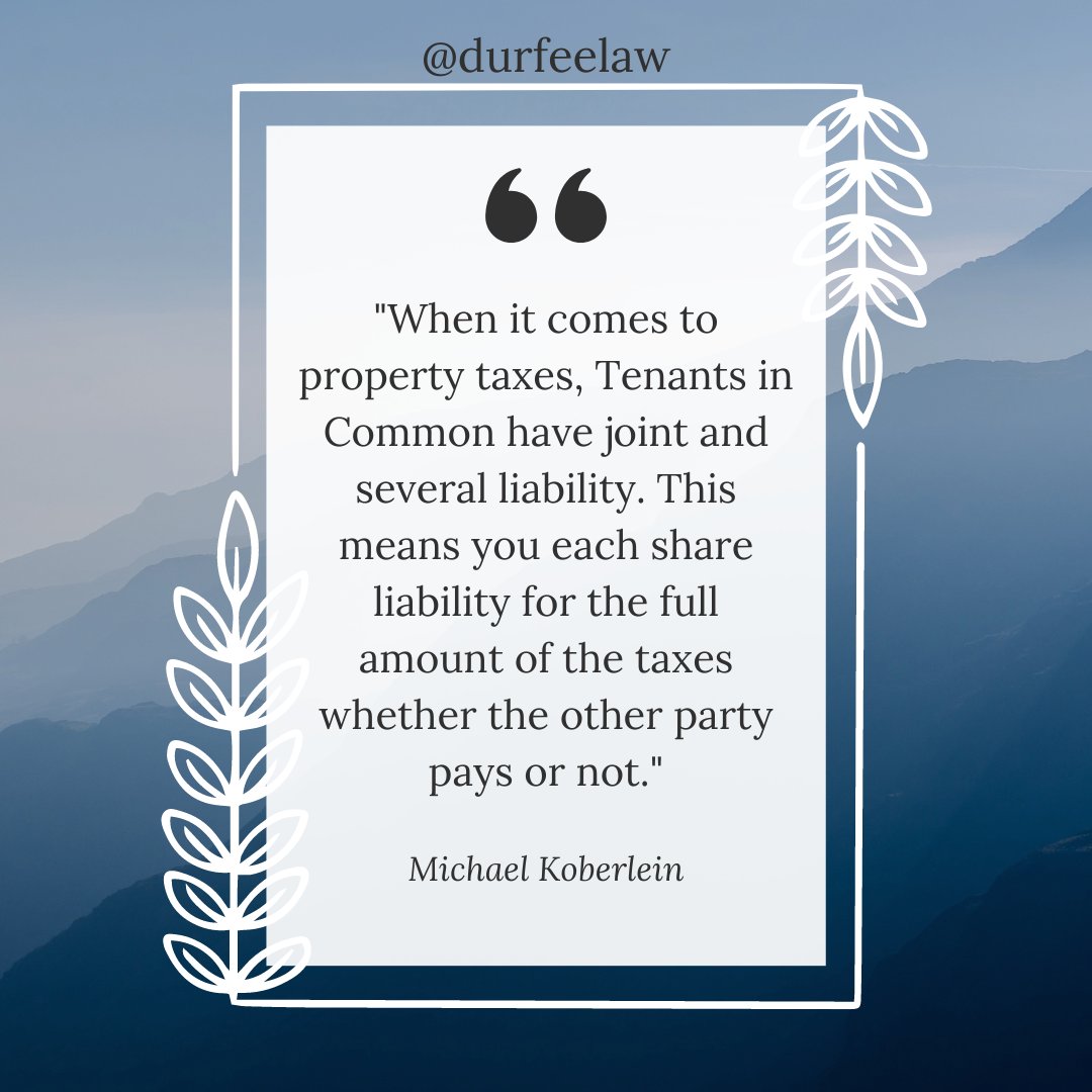 DurfeeLaw's tweet photo. While this could mean that you are stuck with the full tax bill, you have some options.
Learn more on our website: https://t.co/hPi56ym6Uc
#link #tenantsincommon #prosandcons #liability #attorney #lawyer #livewell #leavealegacy #tax https://t.co/3rezBScry2