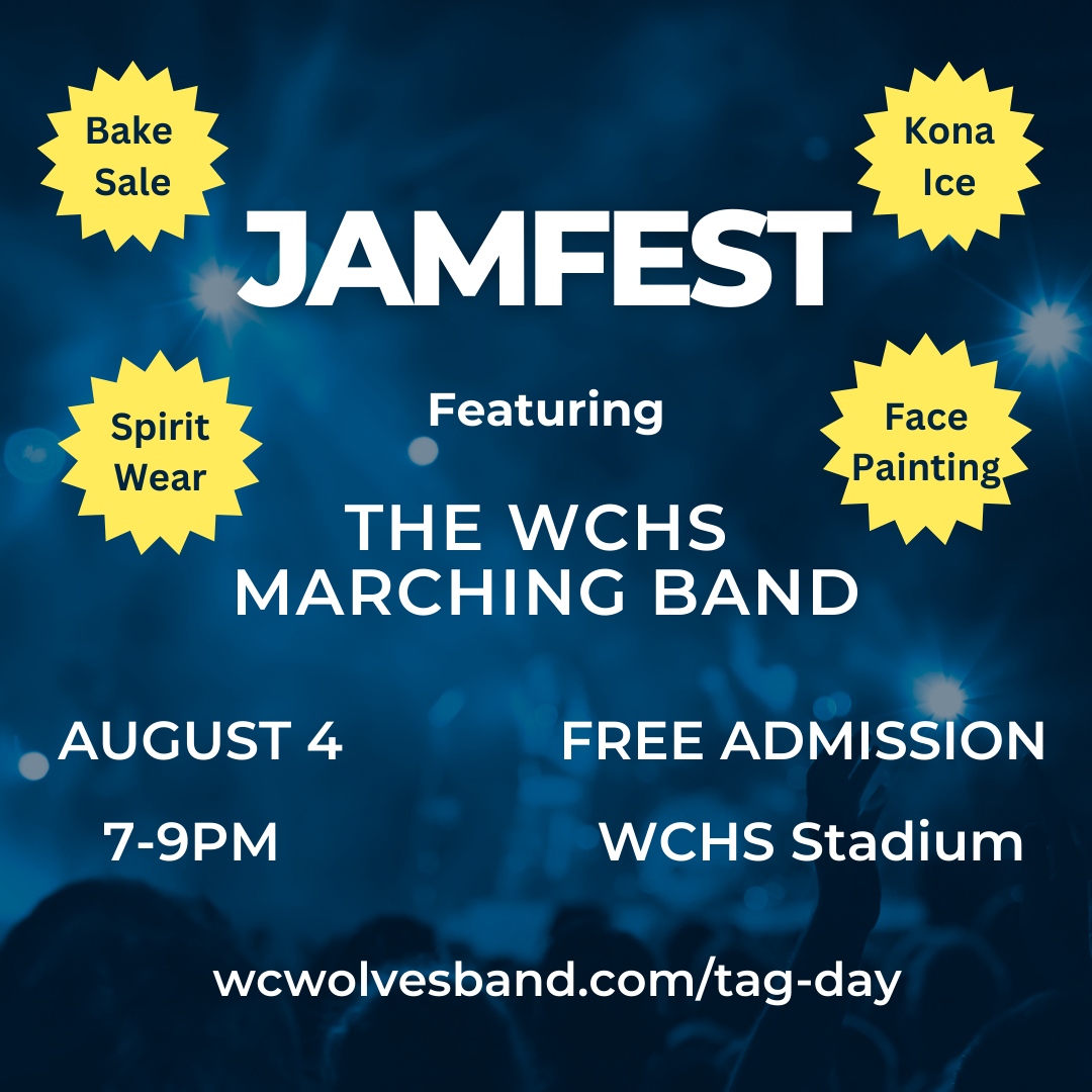 WestCler's tweet photo. 🥁 🎺 🎷 Mark your calendar for JAMFEST featuring the WCHS Marching Band! Bake sale, face-painting, Kona Ice® - What could be better?! ➡️ Visit https://t.co/zYMazVlheA for more information! #WCconnects https://t.co/0FCroQRtrZ