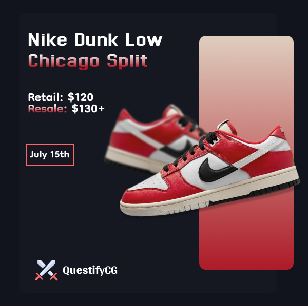Nike Dunk Low 'Chicago Split'  is set to release July 15th, 2023 VIA various boutiques/stores

Cop Or Drop? #nike #nikedunklow #sbdunk #chicagosplit