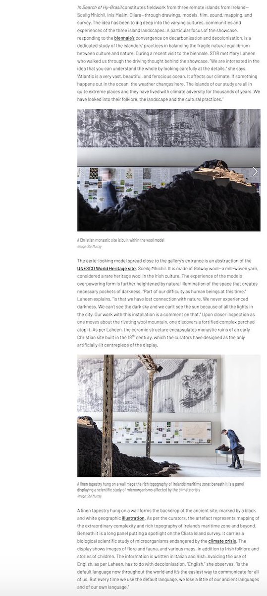 Hy_Brasil_Irl's tweet photo. A really beautiful review of Ireland @la_Biennale by Zohra Khan of @stir_world - thank you! @culture_ireland @artscouncil_ie https://t.co/Q5dmAywwVp