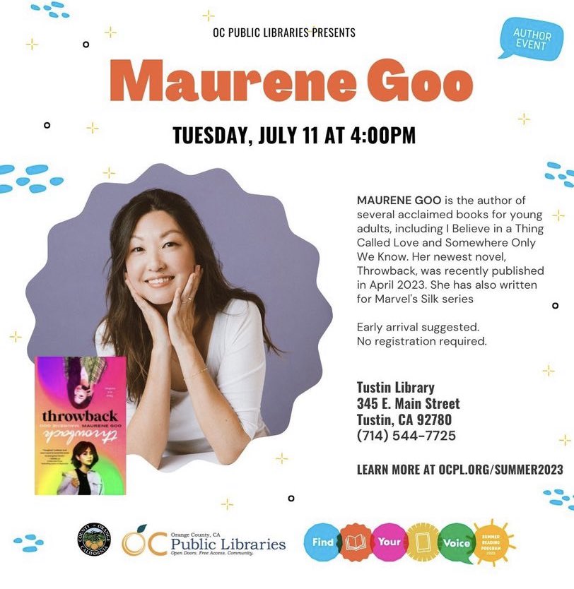 OC! I will be in your neck of the woods tomorrow, at the Tustin Library. Come by for a Q&A and signing after! No registration required ✌️ Hope to see you there!