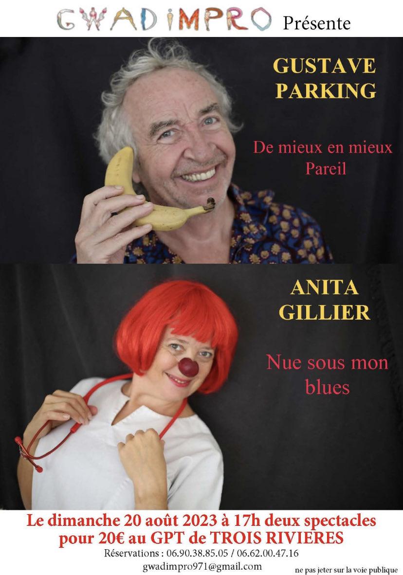gustaveparking's tweet photo. Les spectacles et activités de #Gwad-impro au mois d’Aout #guadeloupe #humour #spectacle #improvisation https://t.co/2wuiqLDrfB