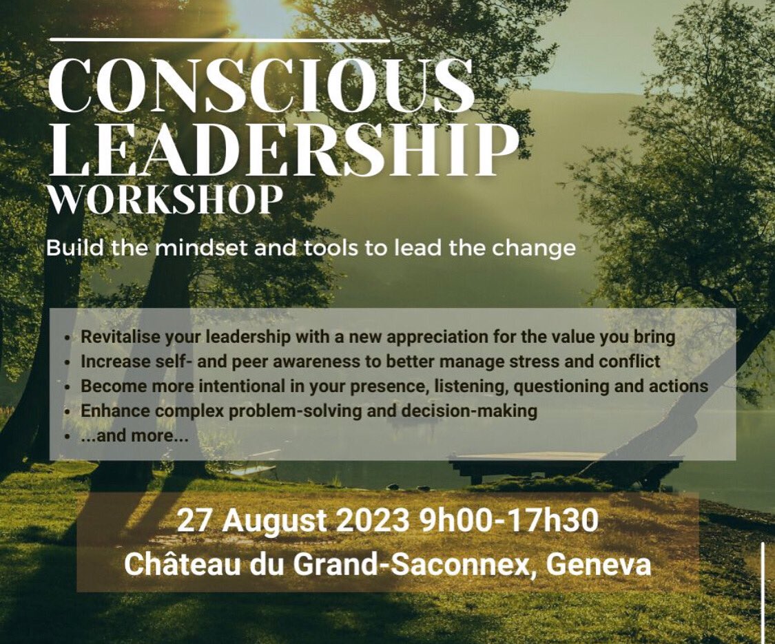 samiealachrafi's tweet photo. Next month, we are organising a one-day #consciousleadership workshop in #Geneva. It will be an opportunity to come together and deep dive into ourselves, exploring how we can be better leaders in our own context. DM if this speaks to you and you’d like to join! 

#time4humanity https://t.co/BBMdn717DS