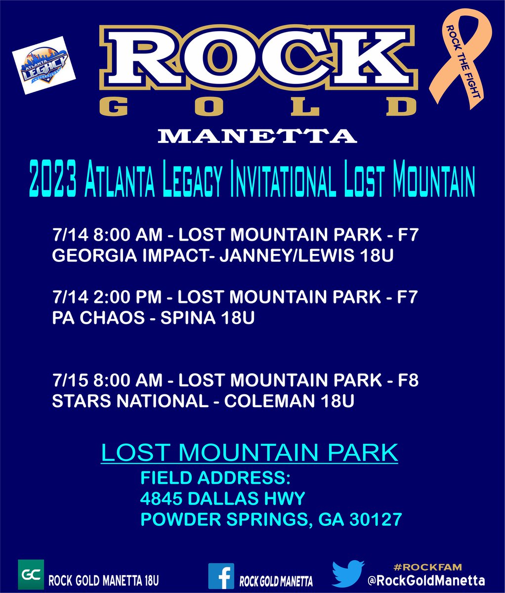 Rock Gold Manetta 18U Next Stop 2023 ATLANTA LEGACY INVIITATIONAL Lost Mountain #Rockfam #ReptheRock #Rockthefight🎗