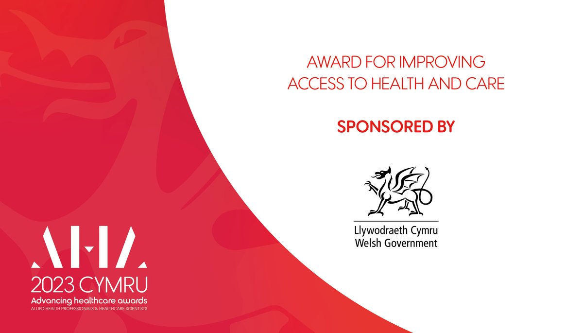 Please share: New award for 2023
<a href="/WGHealthandCare/">Welsh Government Health and Social Care</a> Award for Improving Access to Health &amp; Care will recognise innovative &amp; /or creative initiatives improving access to healthcare services. 
Closing date for entries: 11 August 
#AHACymru
@HCS_Cymru <a href="/AHP_Cymru/">AHP Cymru</a> <a href="/RuthCr/">Ruth Crowder</a>
<a href="/DeeARipley/">Dee Ripley</a>