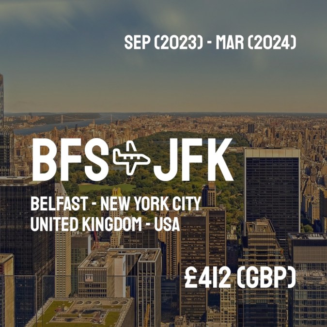 BFSCheapFly's tweet image. ✈️ Belfast (BFS) to New York City (JFK) for only £412 (GBP) roundtrip 💸
385 live dates on Adventure Machine. - get the app on iOS or Android #belfast #belfastcity #belfastireland #belfastfood #belfastblogger #belfastsink #belfastmaine