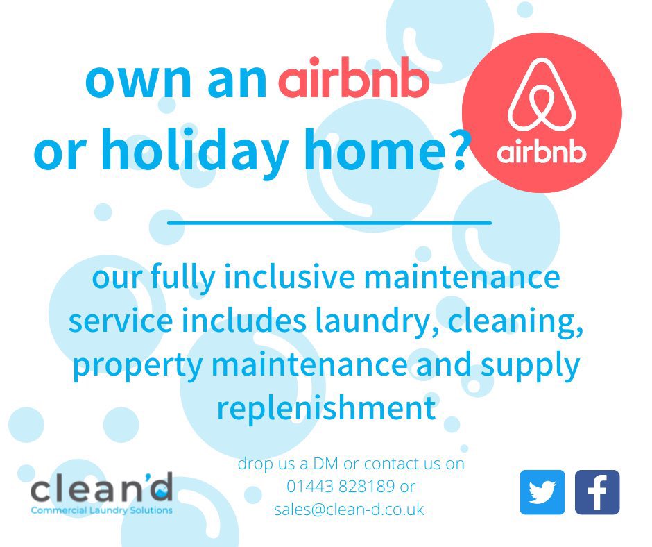 🏡CALLING ALL airbnb &amp; holiday home owners🏡

Our fully managed property service can take all the headaches out of the maintenance &amp; replenishment of your property

Need more info and a FREE quote drop us a DM, call us on 01443 828189 or email sales@clean-d.co.uk