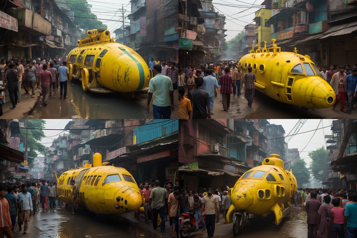 broogrammer's tweet photo. Cyberpunk submarine on the street
 #midjourney #midjourneyV52 #streetphotography https://t.co/Km6EutJS4t