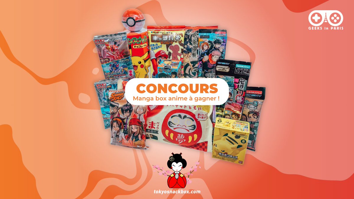GeeksInParis's tweet photo. À l'occasion de la Japan Expo, tentez de gagner la MANGANIMEBOX de notre partenaire @TokyoSnackBox 🌺

Pour participer :
- Follow @TokyoSnackBox et @GeeksInParis 
- RT le tweet
- Tag 2 potes avec qui partager la box !

Tirage au sort dans 1 semaine !🍀
#jeuconcours #geeksinparis https://t.co/RD9ewp00Jh