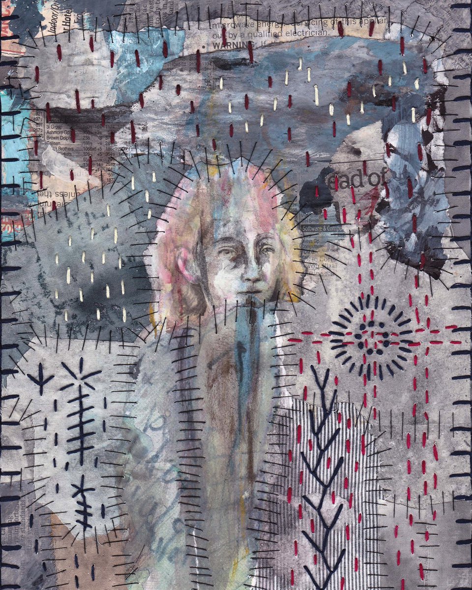 “Migraine Fatigue” -10.07.2023

 ..

#arttherapy #slowstitching #abstractportrait #expressionism #expressiveportrait #mixedmediatextiles #stitchingonpaper #outsiderart #rawart #embroideredart