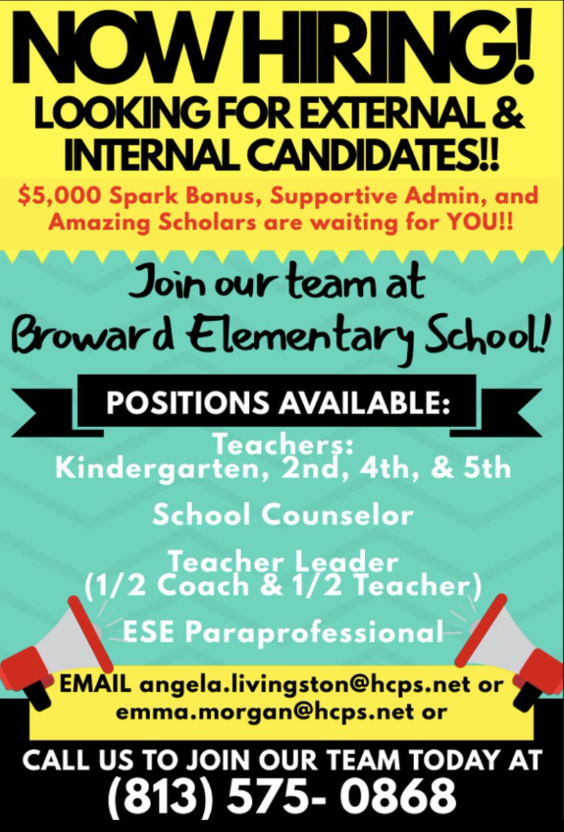BrowardElem's tweet photo. YES YOU SHOULD! 👀 YOU WON’T REGRET IT!👀

THE HCPS TRANSFER PERIOD ENDS ON THURSDAY, 7.13.23‼️ LAST CALL TO JOIN OUR TEAM AND MAKE THAT SHIFT IN YOUR CAREER🔥 

Call or email NOW to help impact our school community…you won’t regret it!  @TransformHCPS  @Community_Sch https://t.co/D2DQadGU9G