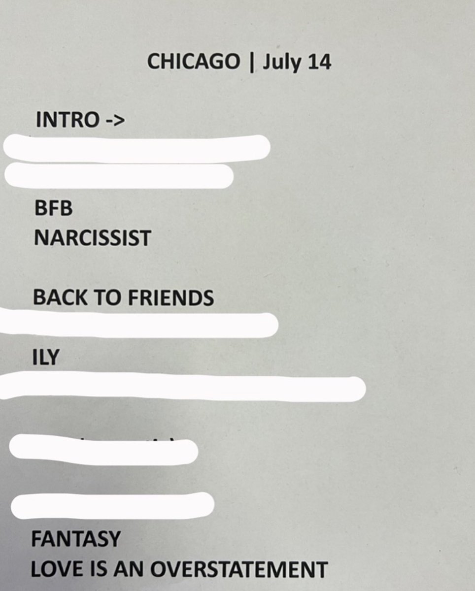 OOP HERES SOME OF SET LIST WHICH ONES DO U LIKE