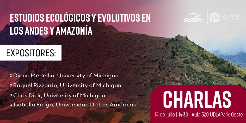 Juan E. Guevara A. (@juanernestoguev) on Twitter photo Comparto información sobre una serie de charlas sobre #ecología y #evolución en bosques Amazónicos qué estamos organizando junto con <a href="/BIOMAS_/">BIOMAS- Biodiversidad Medio Ambiente y Salud</a> y <a href="/UDLA_Investiga/">Investigación y Vinculación UDLA</a> para este viernes 14 de julio. Tod@s invitad@s... Comparto información sobre una serie de charlas sobre #ecología y #evolución en bosques Amazónicos qué estamos organizando junto con <a href="/BIOMAS_/">BIOMAS- Biodiversidad Medio Ambiente y Salud</a> y <a href="/UDLA_Investiga/">Investigación y Vinculación UDLA</a> para este viernes 14 de julio. Tod@s invitad@s...