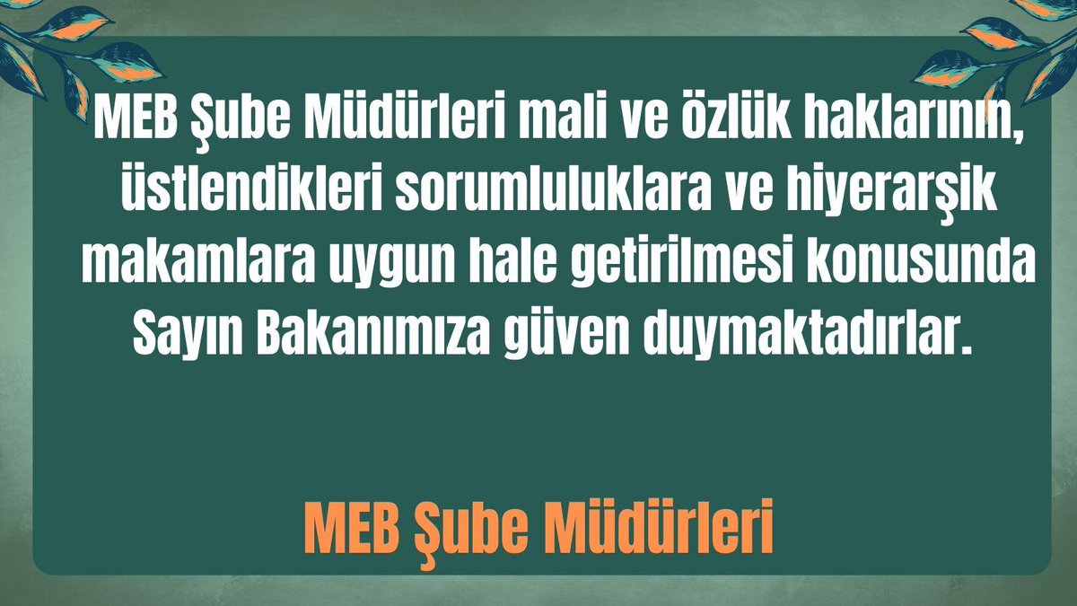#SnTekinMebSubeMudurleri
<a href="/RTErdogan/">Recep Tayyip Erdoğan</a>
<a href="/Yusuf__Tekin/">Yusuf Tekin</a>
<a href="/memetsimsek/">Mehmet Simsek</a>
<a href="/cftcblnt/">Bülent ÇİFTCİ</a>
<a href="/aliyalcin/">Ali Yalçın</a>
<a href="/melihaltinok/">Melih Altınok</a>