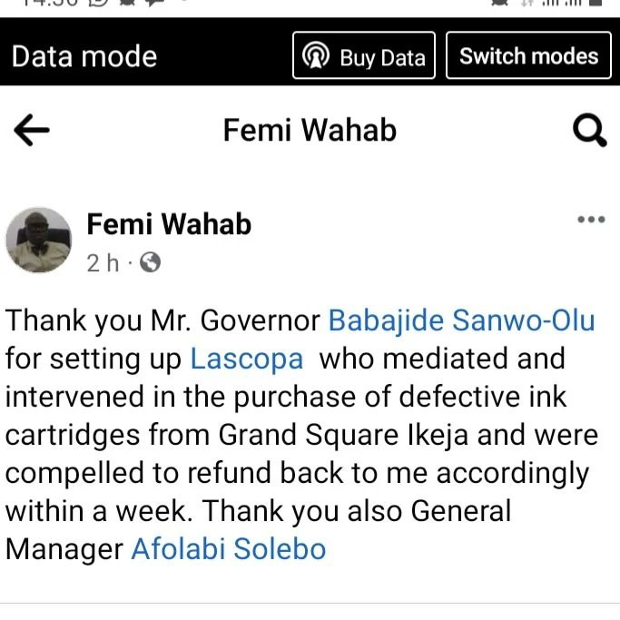 lasgcopa's tweet photo. Femi Wahab took to his Facebook today Monday, 10th of July 2023 to testify, also thanked Mr. Governor of Lagos
#Lascopa
#ConsumerProtection
#ConsumerRights
#ConsumerEducation
#ForAGreaterLagos
#AGreaterLagosRising
#LASG
@jidesanwoolu
@drobafemihamzat
@folasolebo
@arinolababy https://t.co/BCsSNReTmh