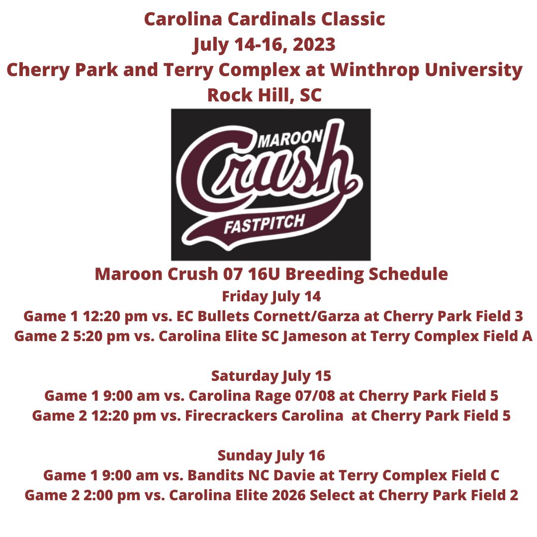 marooncrush07's tweet photo. Girls are getting ready for the @PGFnetwork Carolina Cardinals Classic this weekend in Rock Hill, SC. Schedule 👇 come check us out! Lots of #uncommited talent on this squad https://t.co/4l61aqAUzq