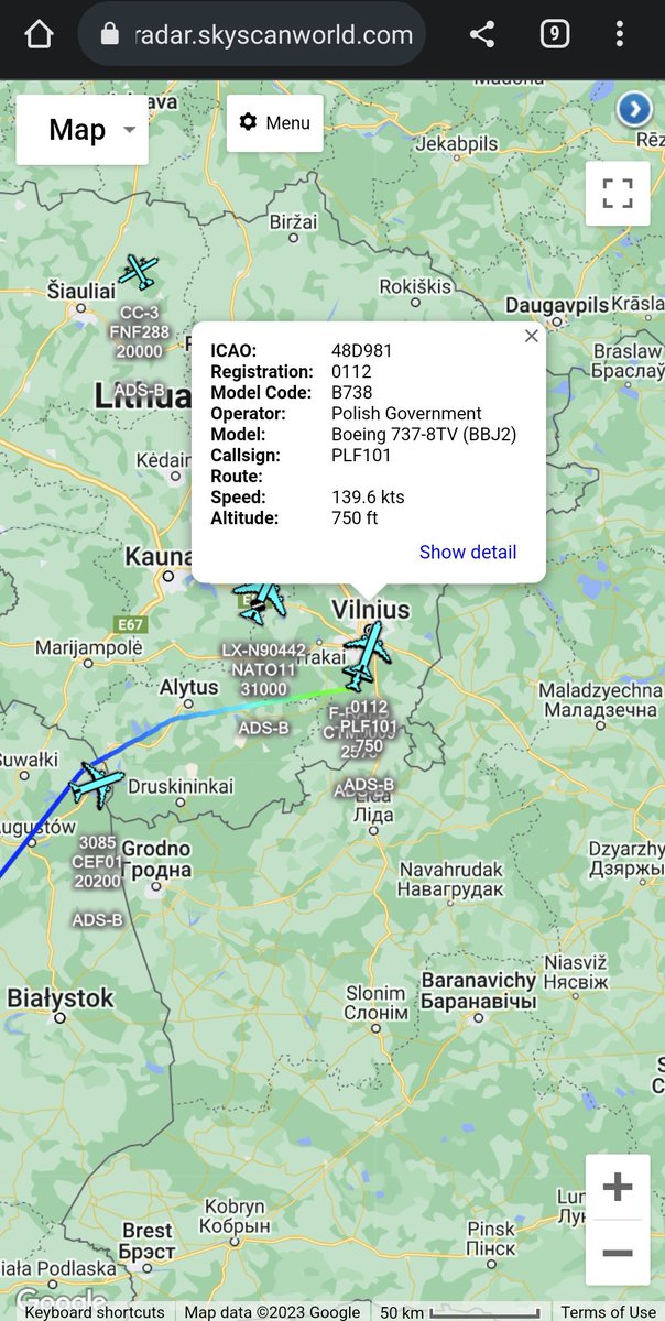 scan_sky's tweet photo. More Delegates Inbound To Vilnius International Airport 🇱🇹 To Attend The #NATOSummit. 

Czech Air Force 🇨🇿 - Airbus A319-115X - 3085 - #CEF01 - Czech President Petr Pavel 🇨🇿

Polish Government 🇵🇱 - Boeing 737-8TV BBJ - 0112 - #PLF101 - President Of Poland Andrzej Duda 🇵🇱 https://t.co/nJBMepa0Ap