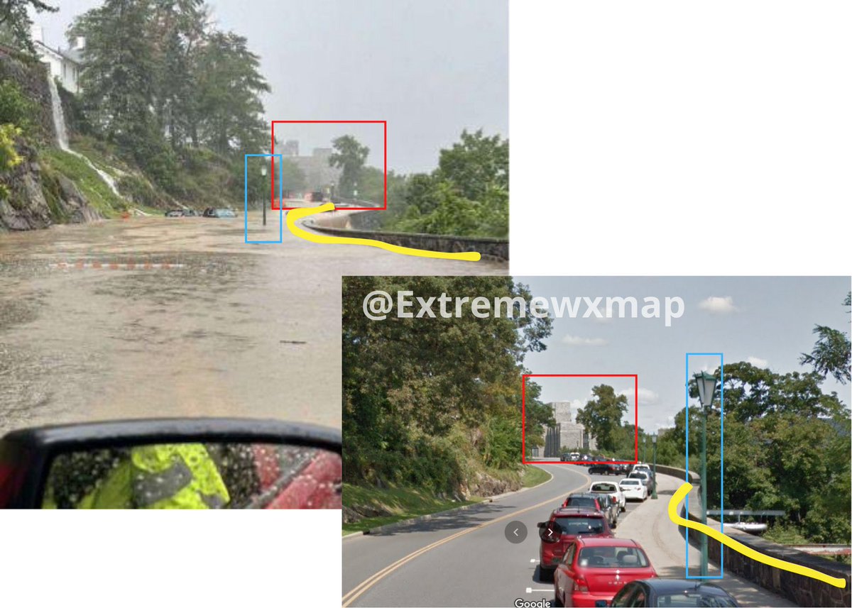 ExtremeWXMap's tweet photo. You’ve likely seen these dramatic photos of road flooding in New York. Photos 2 and 3 in this post geolocate to 41.385046, -73.956785 in West Point, New York. @geoconfirmed #geoconfirmedworld https://t.co/MYce1d7akM