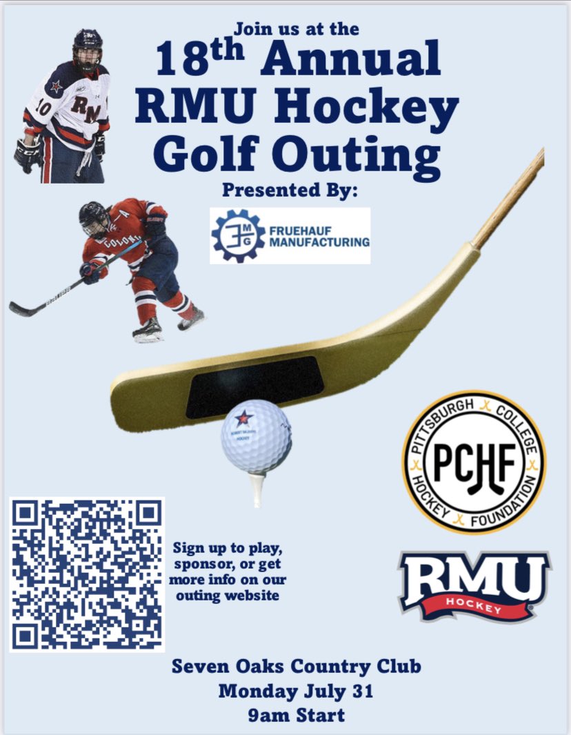 3 weeks left! Sign up today to play in or support the 18th Annual RMU Hockey Golf outing presented by Fruehauf Manufacturing! See you on July 31! 🏌️‍♂️🏌️‍♀️🏒⛳️

app.eventcaddy.com/events/rmu-ice…