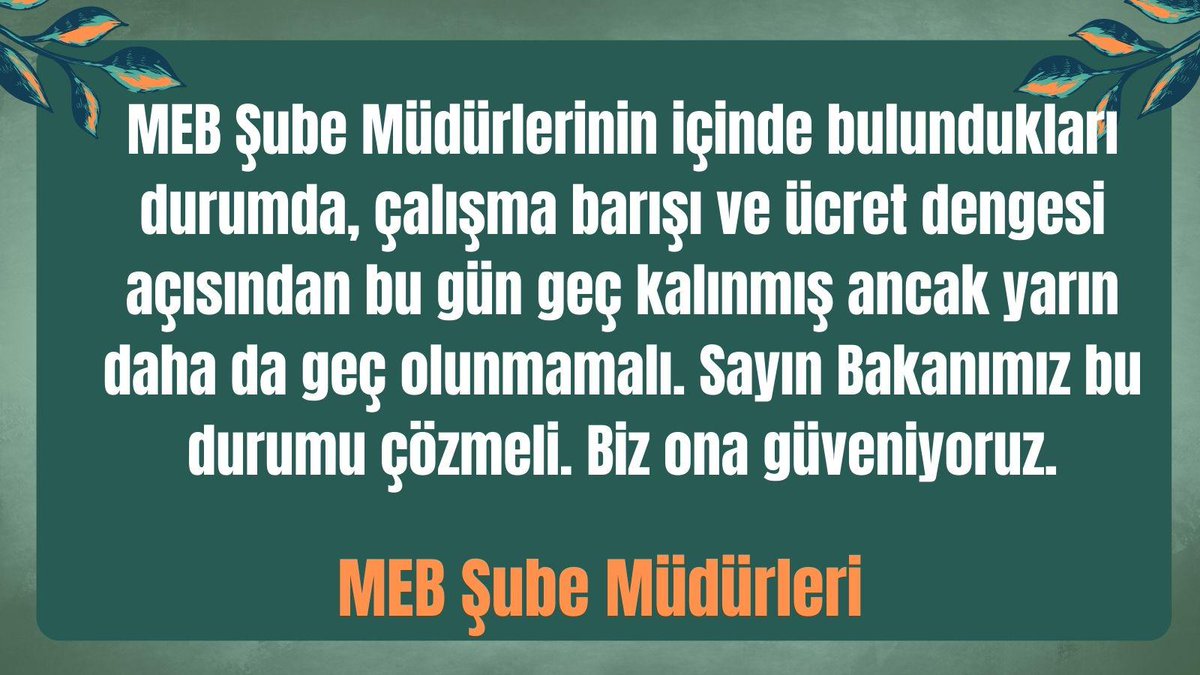 #SnTekinMebSubeMudurleri
<a href="/RTErdogan/">Recep Tayyip Erdoğan</a>
<a href="/Yusuf__Tekin/">Yusuf Tekin</a>
<a href="/memetsimsek/">Mehmet Simsek</a>
<a href="/cftcblnt/">Bülent ÇİFTCİ</a>
<a href="/aliyalcin/">Ali Yalçın</a>
<a href="/melihaltinok/">Melih Altınok</a>