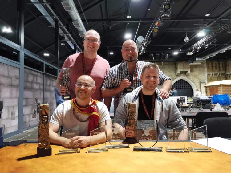 retherok's tweet photo. Had a brilliant weekend at the throne of skulls doubles event at Warhammer World, we unbelievably managed to get a host of trophies including the coveted best army and knights of the inner circle. It made all the work worth it and all of our opponents over the weekend were epic! https://t.co/fqJNkWIIj3