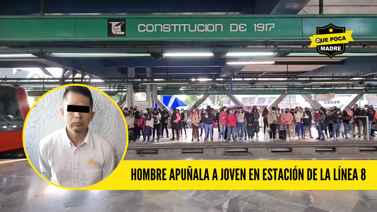 QuePocaMadreMex's tweet photo. SUJETO DESATA VI0LENCIA EN METRO #CDMX 🤕🚇🚨

Esta mañana un hombre de 43 años apuñaló a un joven de 22 años con una navaja en la nuca y el tórax, en la Estación #ConstituciónDe1917 del @MetroCDMX. El lesionado no ameritó traslado y el responsable fue detenido. https://t.co/6AyidbShXp