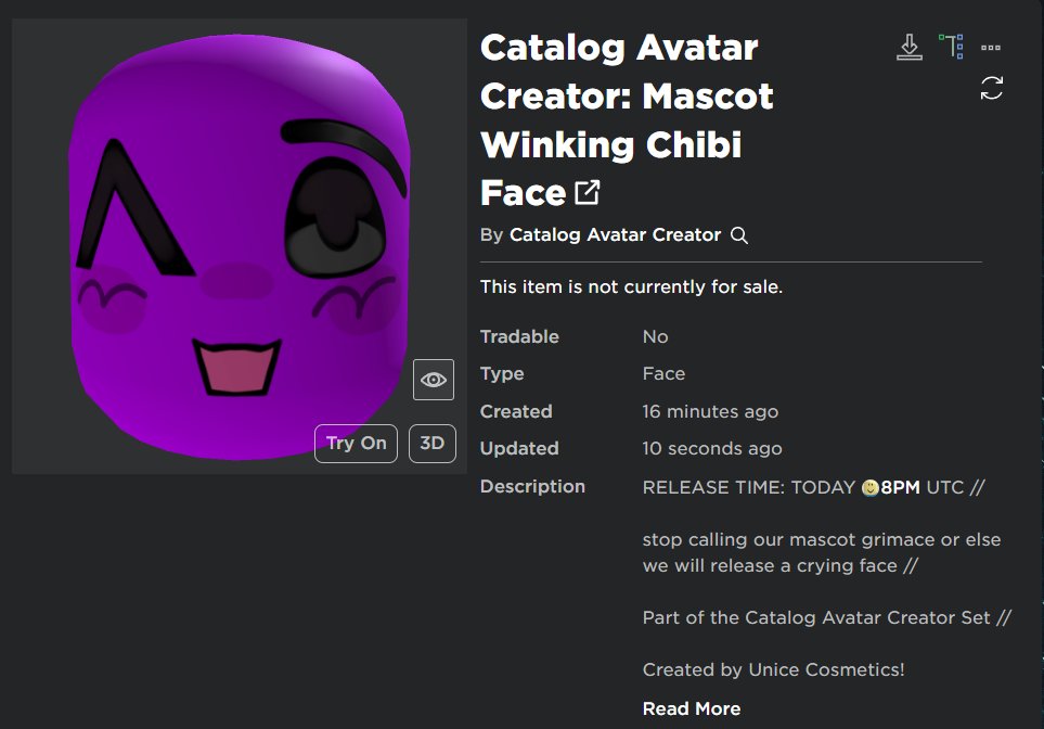 Catalog Avatar Creator: Mascot Winking Chibi Face