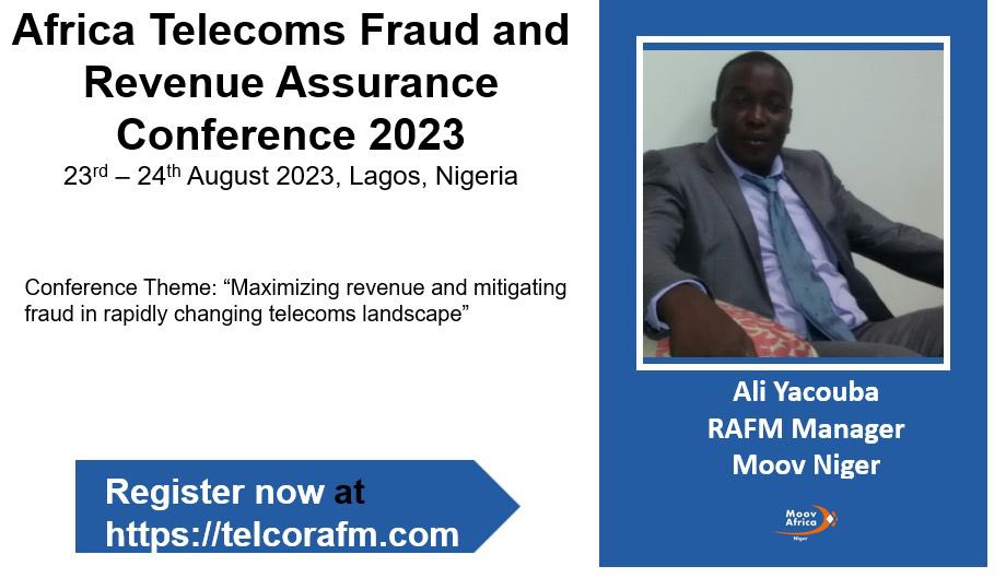 FBResearch777's tweet photo. 📢We are thrilled to announce Ali Yacouba as a speaker for the upcoming Telecoms Fraud &amp; Revenue Assurance Conference in Lagos,Nigeria #revenueassurance  #telecomfraud #businessassurance .@MoovNiger #Marginassurance #telecomsecurity #fasg #simboxfraud #a2pfraud  #fraudmanagement https://t.co/PpjOuCt01o