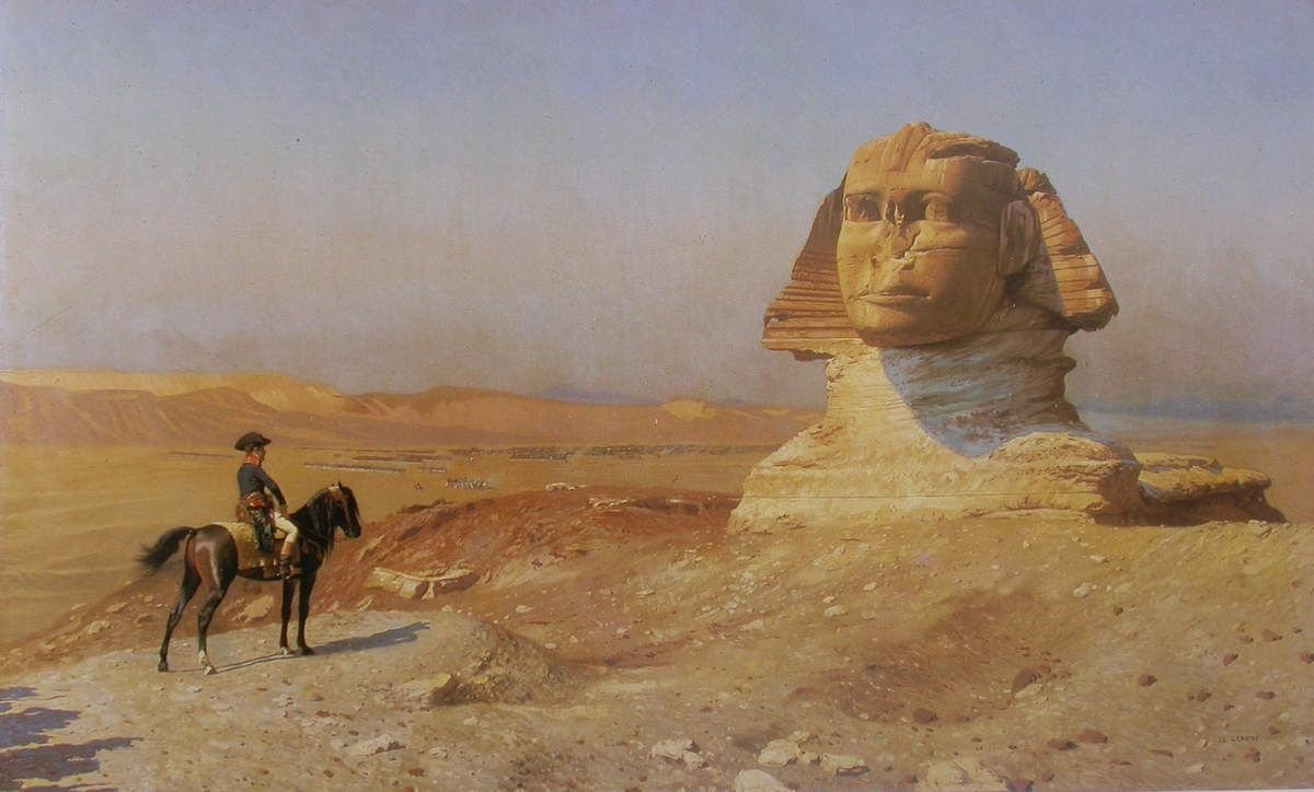 thisisamaury's tweet photo. Film 'Napoleon' (2023) vs famous painting 'Bonaparte Before the Sphinx' (1886) https://t.co/v4JwvVPNKZ