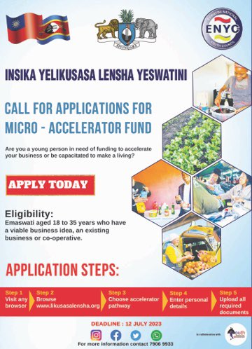 ENYC_Eswatini's tweet photo. Last week, the Council unlocked the third pathway of the Insika Yelikusasa Lensha YeSwatini Project; the accelerator fund. 
Young people are encouraged to apply by the 12th July 2023 through the link : https://t.co/NkZWTnn60O https://t.co/AqiDGCYlwR