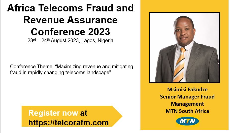 FBResearch777's tweet photo. 📢We are thrilled to announce Mr. Fakudze as a speaker for the upcoming Telecoms Fraud &amp; Revenue Assurance Conference in Lagos,Nigeria #revenueassurance  #telecomfraud #businessassurance .@MTNSouthAfrica #Marginassurance #telecomsecurity #fasg #simboxfraud #a2pfraud  #fraud https://t.co/LcFWn9ftmW