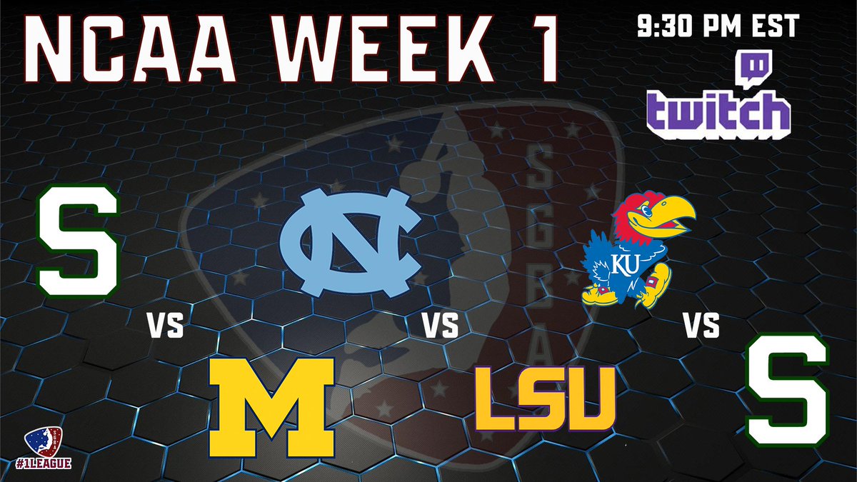 We wrap up Week 1 tonight at 9:30 pm est with a triple header on TWITCH.  Swing by the live chat and watch Michigan State vs Michigan, UNC vs LSU and Kansas vs Michigan State. #1league <a href="/iNetworkSports/">iNetwork</a> <a href="/GamerGrowth/">GamerGrowth</a> <a href="/SupportingStre3/">Network GG</a> <a href="/MiMi_Iink/">MiMi ®</a> <a href="/CaveaIO/">CAVEA</a>  twitch.tv/sgba2kleague