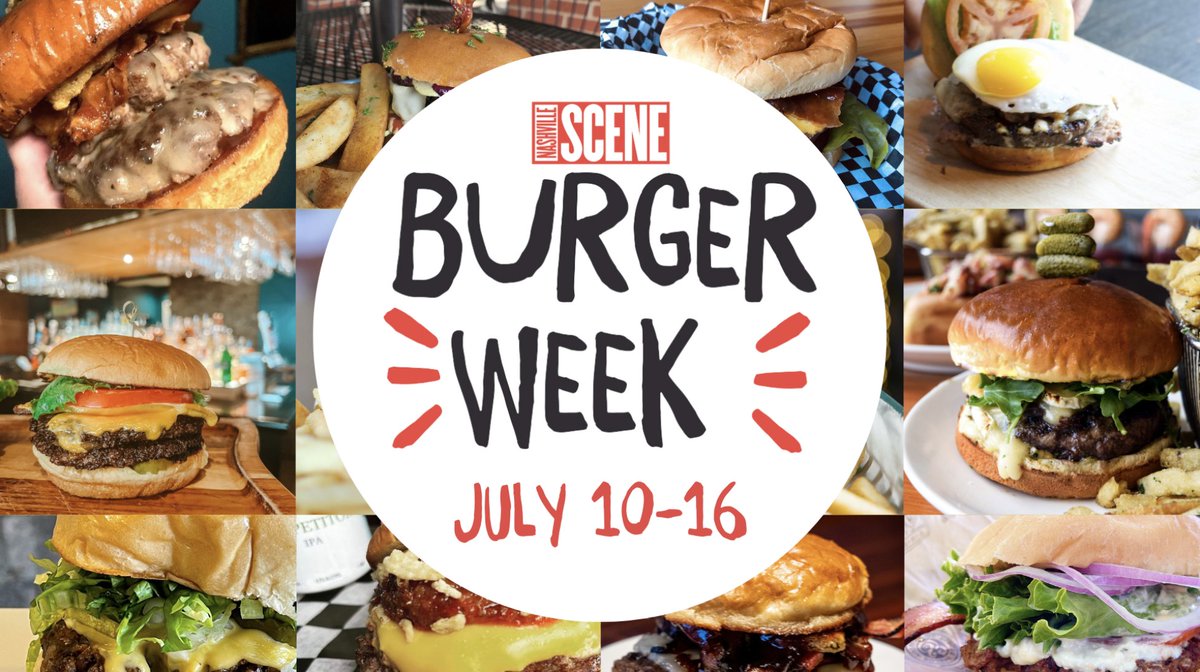 DwntwnNashville's tweet photo. .@NashvilleScene's BIGGEST Burger Week is HERE!🍔
See the 14 downtown locations participating (out of 60 restaurants) with $7 specialty burgers HERE: https://t.co/TkGIttNiCw
#burgerweek2023 #nashvilleburgerweek #nashvillesceneburgerweek #burgers #sceneburgerweek23 https://t.co/zWak8x2GWL