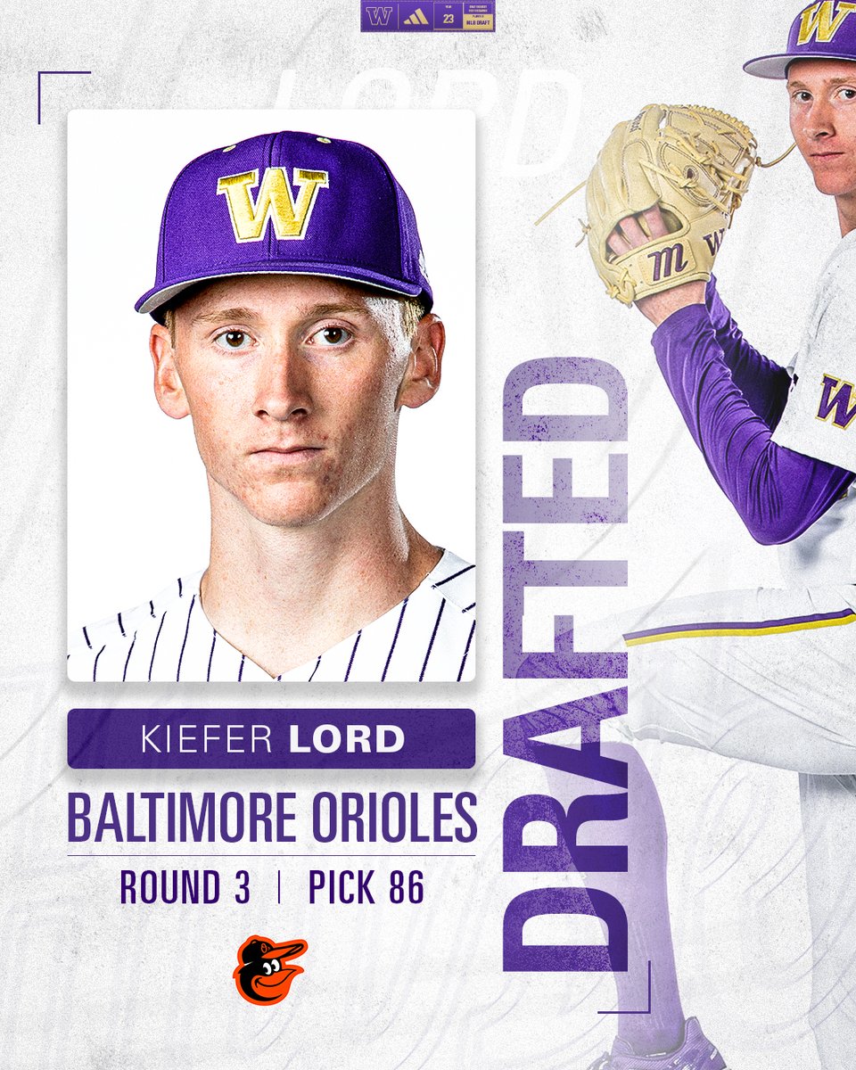 Washington Baseball (@uw_baseball) on Twitter photo Off. The. Board.
With the 86th pick, <a href="/kiefer_lord/">Kiefer Lord</a> has been selected by the <a href="/Orioles/">Baltimore Orioles</a>!
Lord becomes UW's highest drafted player since 2015! Off. The. Board.
With the 86th pick, <a href="/kiefer_lord/">Kiefer Lord</a> has been selected by the <a href="/Orioles/">Baltimore Orioles</a>!
Lord becomes UW's highest drafted player since 2015!