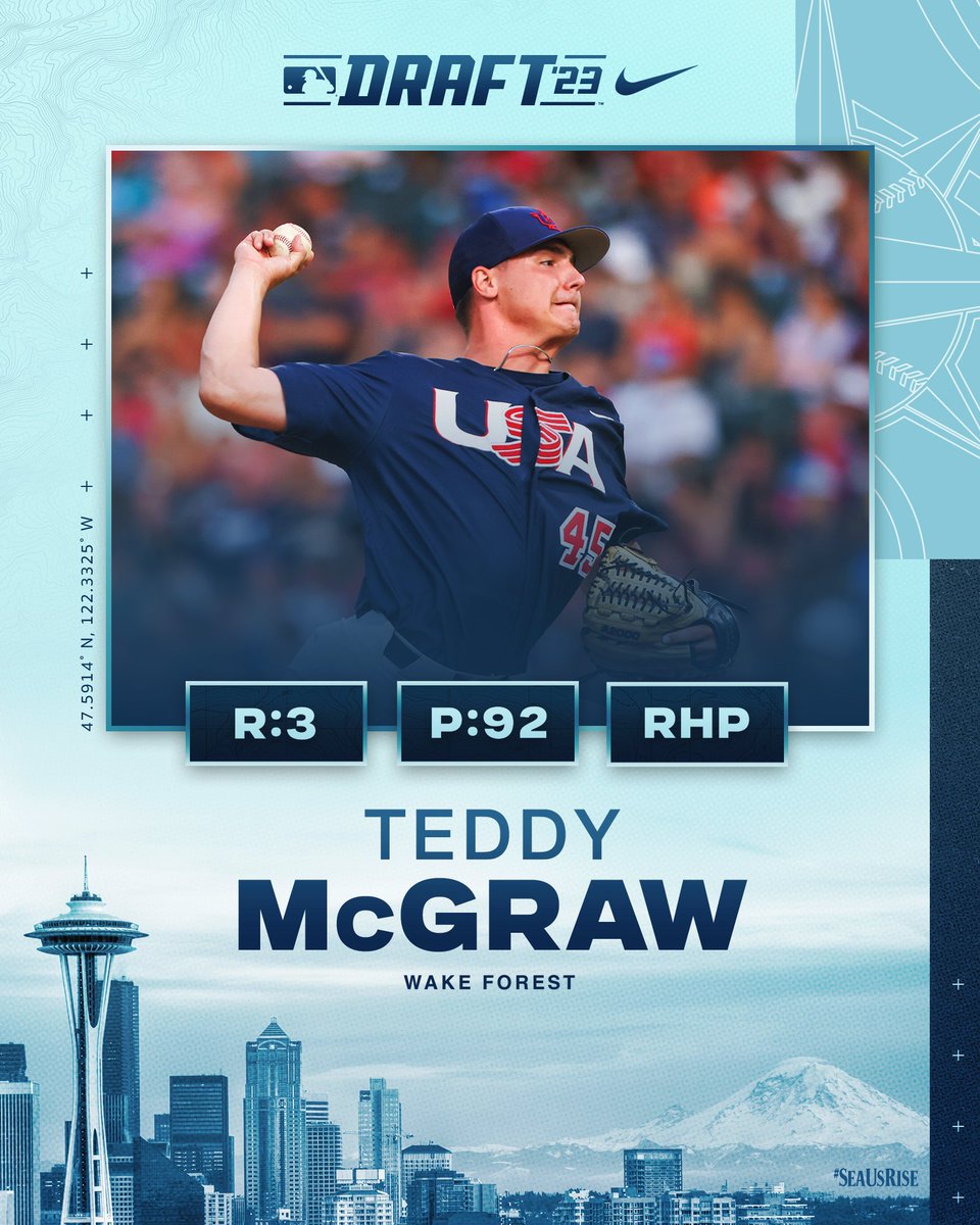 First pick of Day ✌

With the 92nd pick in the 2023 #MLBDraft, we’ve selected @teddy_mcgraw, a RHP from <a href="/WakeBaseball/">Wake Forest Baseball</a>. #SeaUsRise