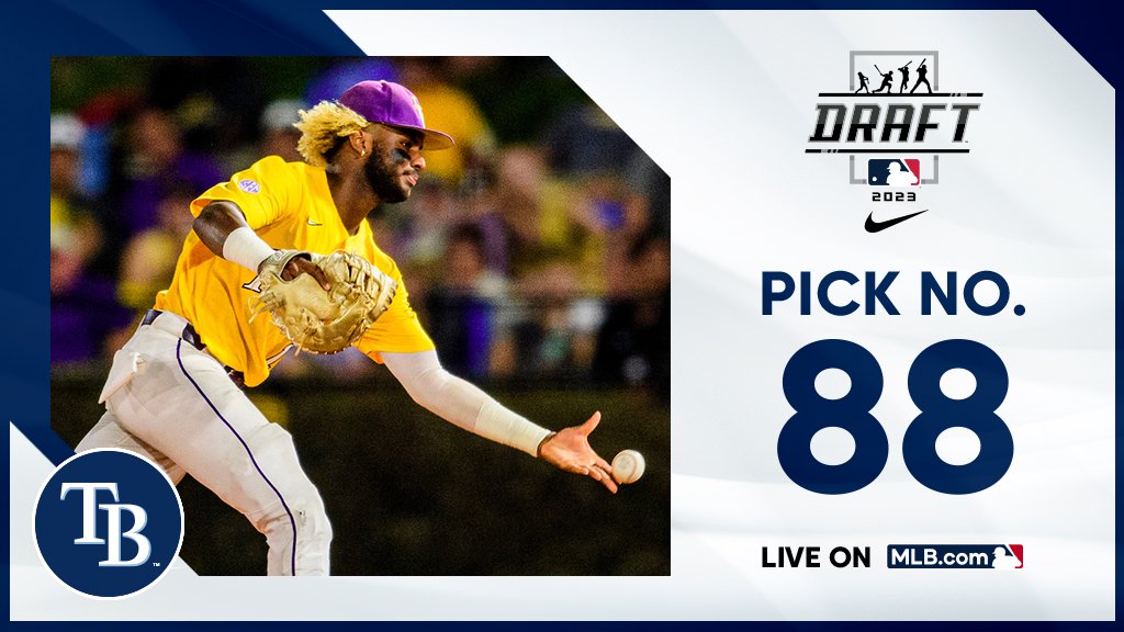 With the 88th pick, <a href="/RaysBaseball/">Tampa Bay Rays</a> selects <a href="/LSUbaseball/">LSU Baseball</a> first baseman Tre' Morgan, No. 137 on the Top 250 Draft Prospects list.

Watch live: atmlb.com/3NMtu27