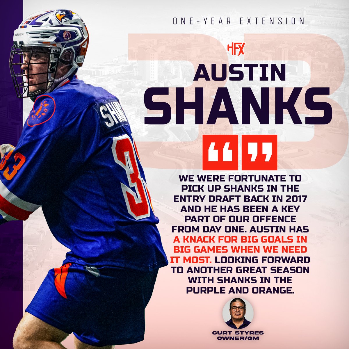 HE’S BACK! 

We have signed <a href="/shanksy33/">Shanks</a> to a one-year contract extension 🔏

MORE: bit.ly/3O6PWoh

pending <a href="/nll/">NLL</a> approval*